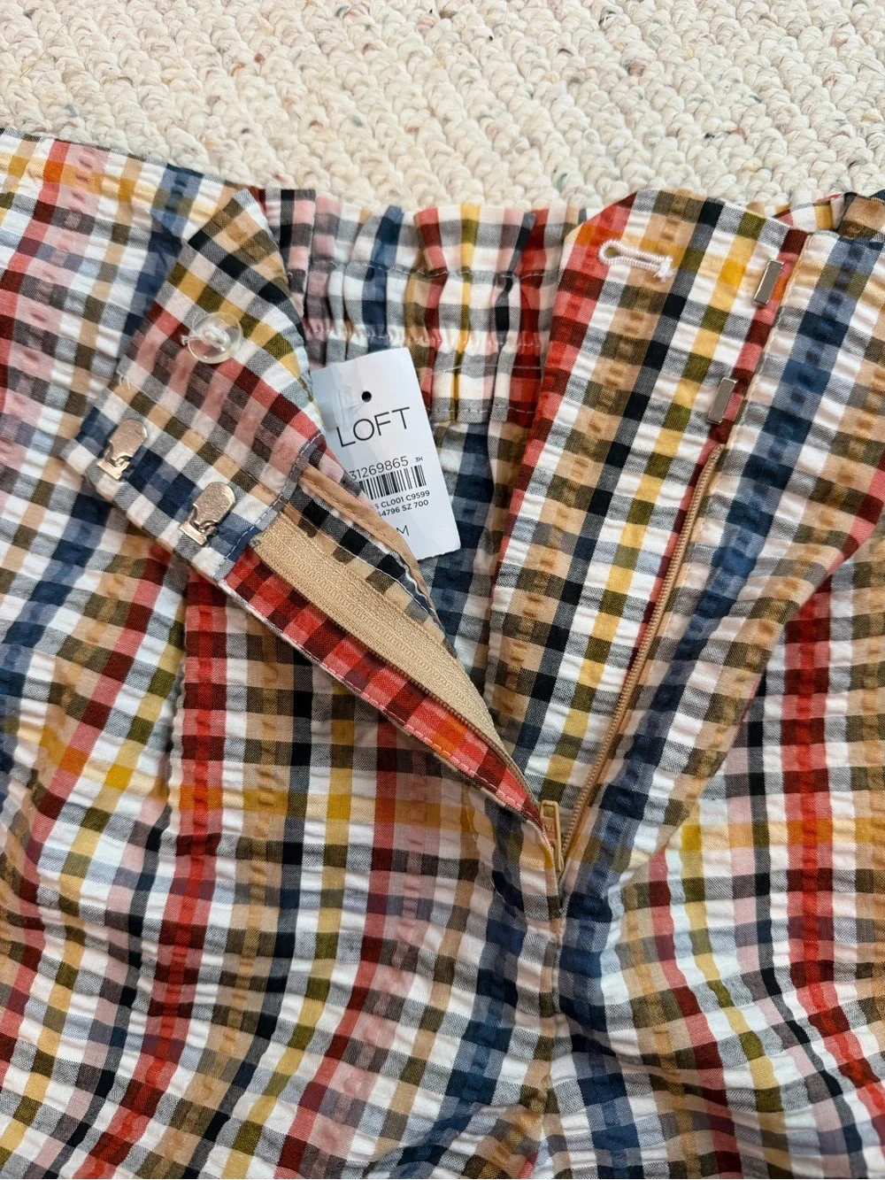 LOFT NWT Paperbag Pull-On Gingham Shorts- Size M
